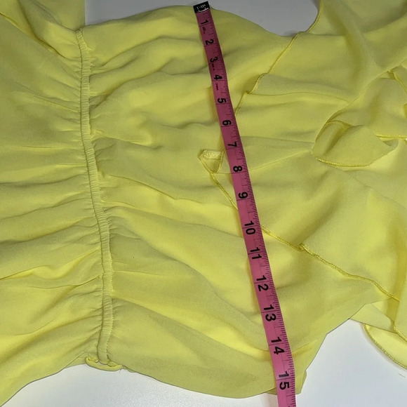 Rue21 yellow dress flowy v neck partial open back elastic waist juniors spring - Picture 5 of 8